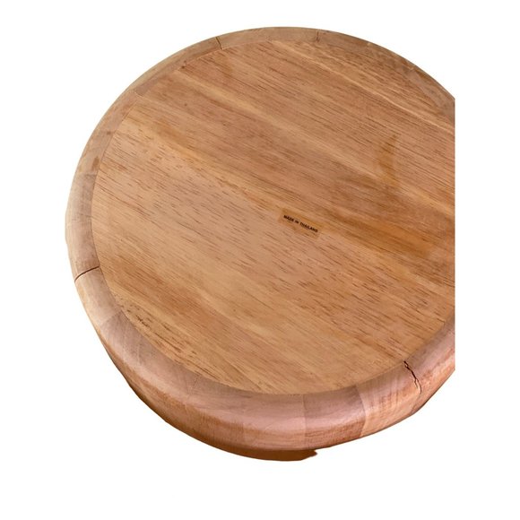 Vintage Teak Wood Salad Bowl Serving Set Made in Thailand 5 pc Set 1960's MCM - Picture 9 of 9